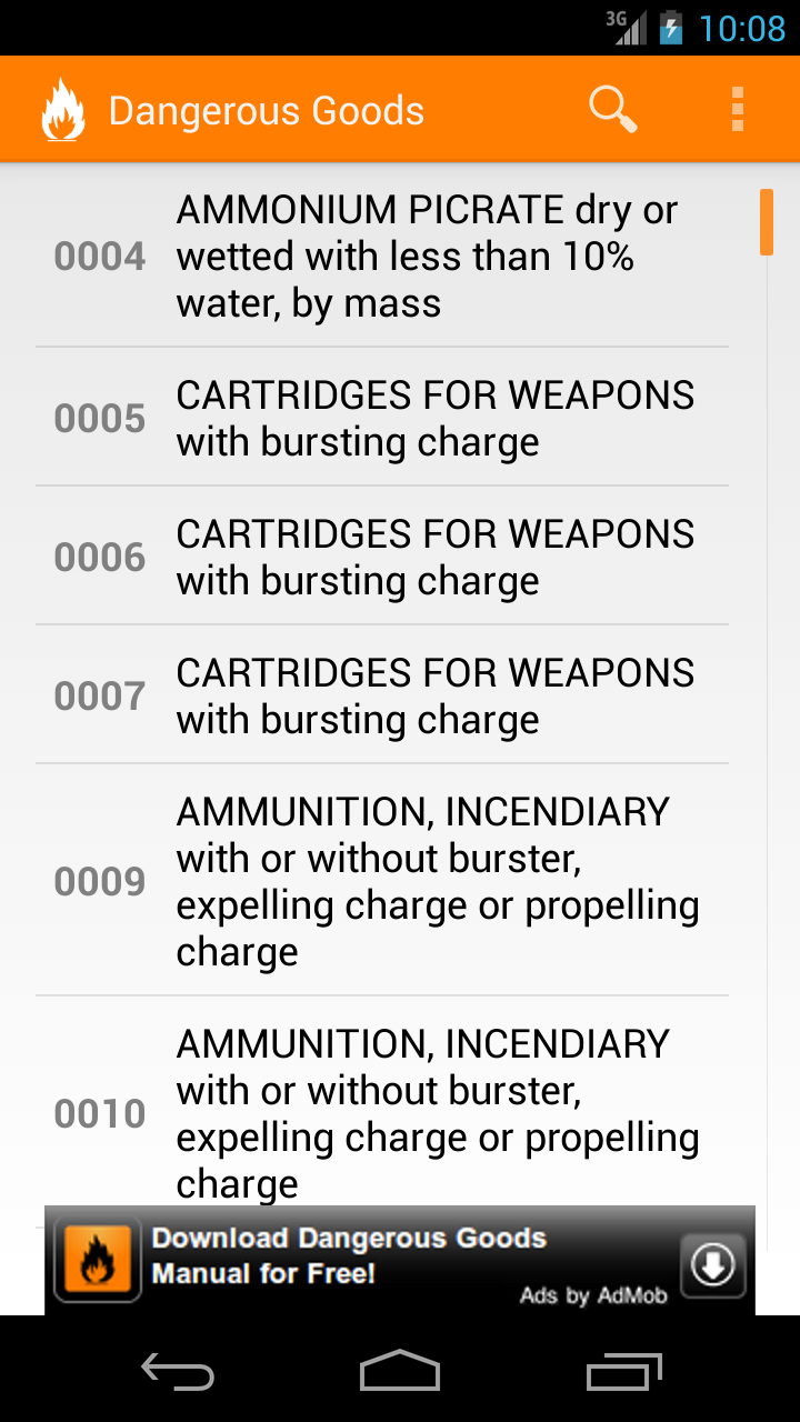 Dangerous Goods Manual Screen 2