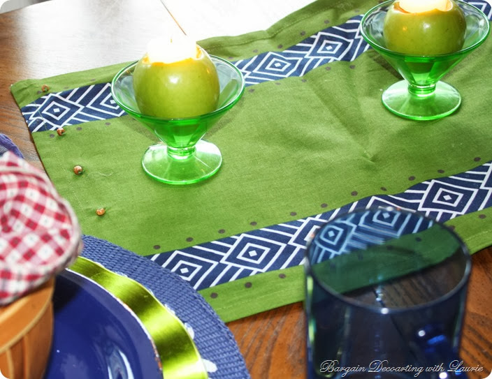 Navy and Apple Green Table-Bargain Decorating with Laurie