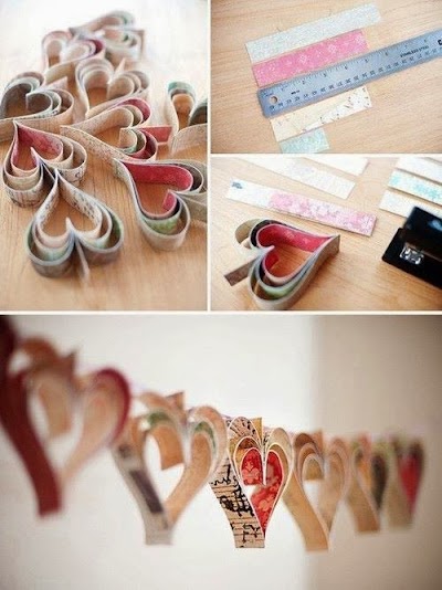 Con papel también puedes hacer una decoración con corazones