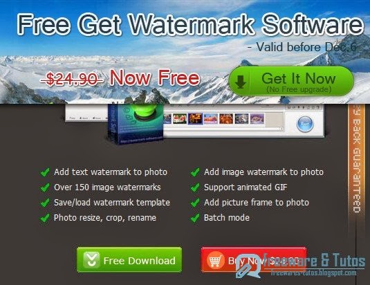 Offre promotionnelle : Watermark Software gratuit !
