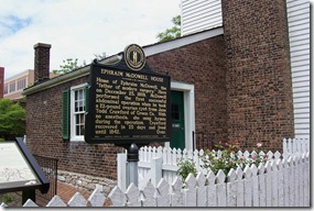 Ephraim McDowell House marker in front of house, Danville, KY