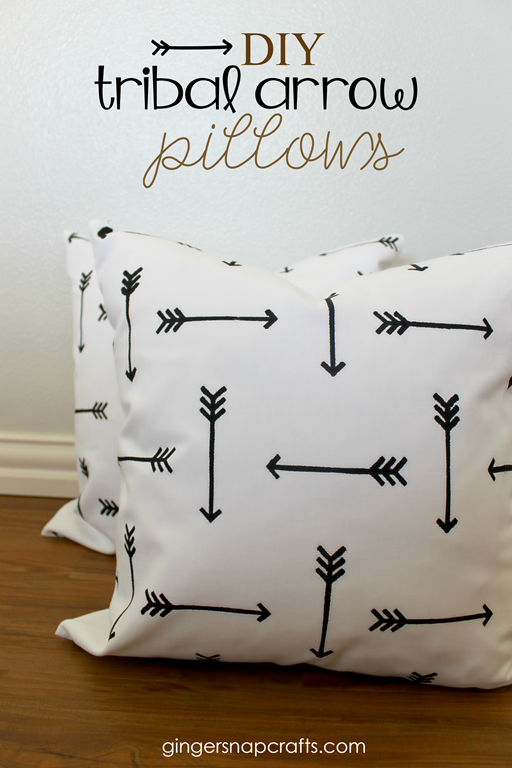 DIY Tribal Arrow Pillows at GingerSnapCrafts.com #paintapillow #ad #stencil #diy #pillow