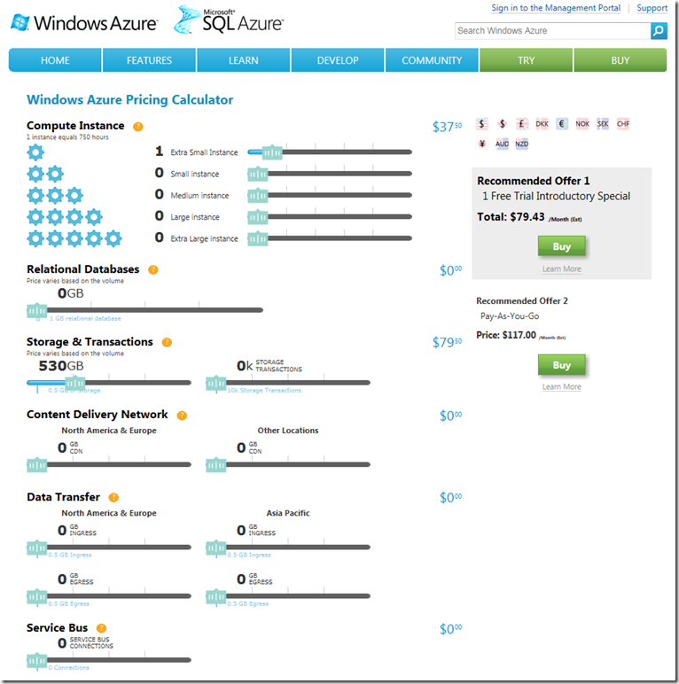 Bytes Matters Windows Azure Pricing Calculator azure-calculator