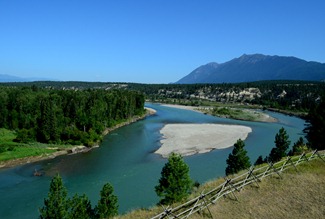 the Kootenay River from the water tower at Fort Steele