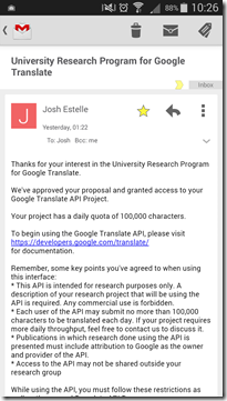 Google-Translate-API-University-Research-Program
