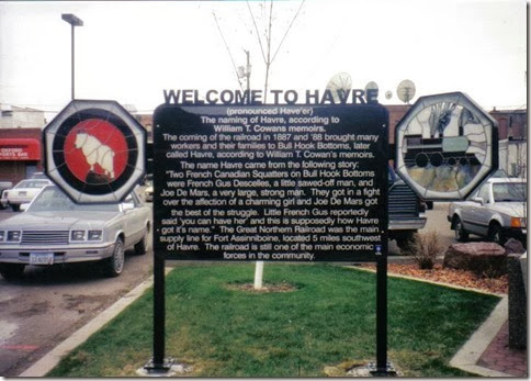 Welcome to Havre Sign in Havre, Montana in May 2002