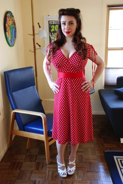 Pining For Pin Up Girl The Anna Dress In Red Polka Dots