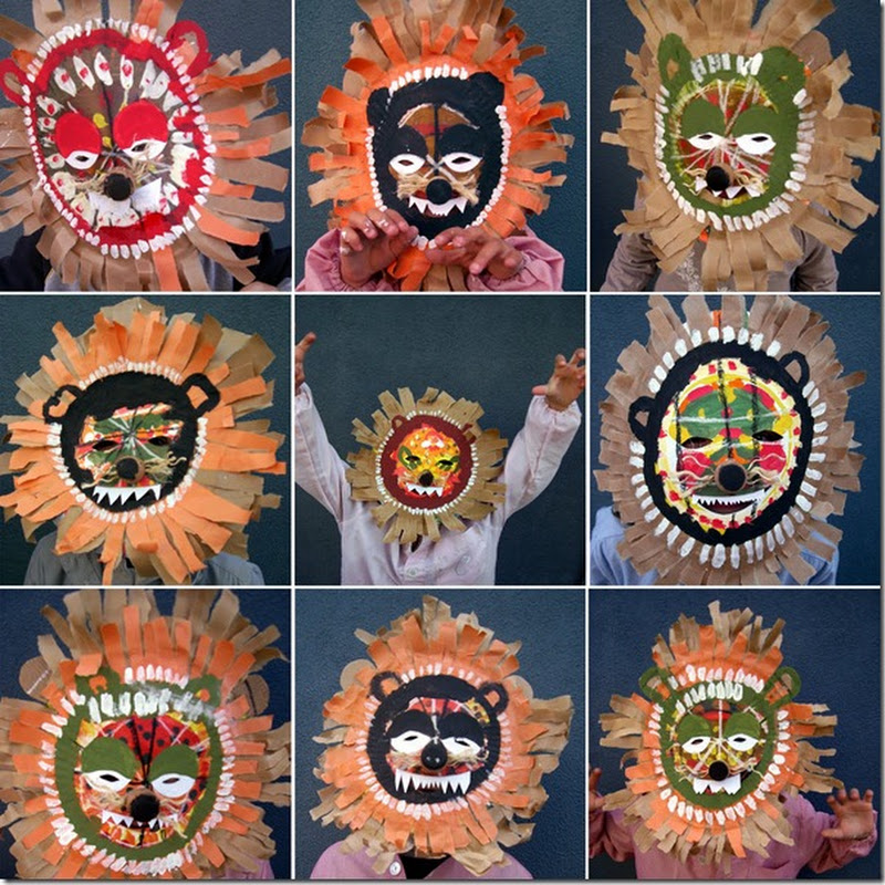 Manualidades máscaras de León estilo africano