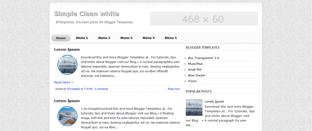 simple clean white blogger template