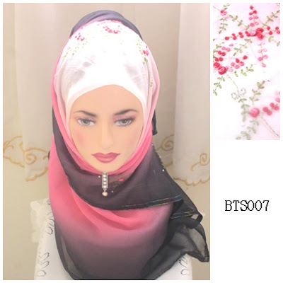 tudung bawal 3 tone sulam crown tudung bawal 3 tone sulam crown pink