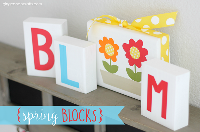 Spring Blocks with vinyl from Happy Craters #spring #decor