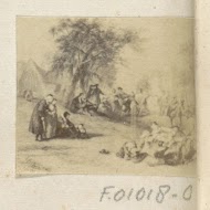 Fotoreproductie van (vermoedelijk) een schilderij met een landelijke scène