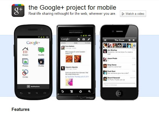 Google+ para Android, iPhone y Blackberry