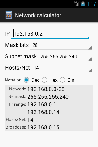 Network calculator