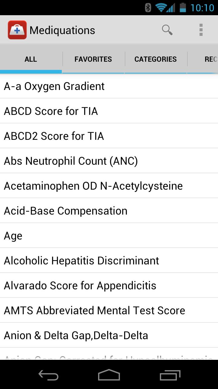 Android application Mediquation Medical Calculator screenshort