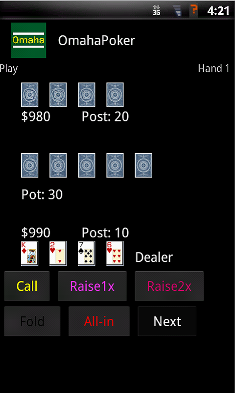 Android application Omaha Poker screenshort