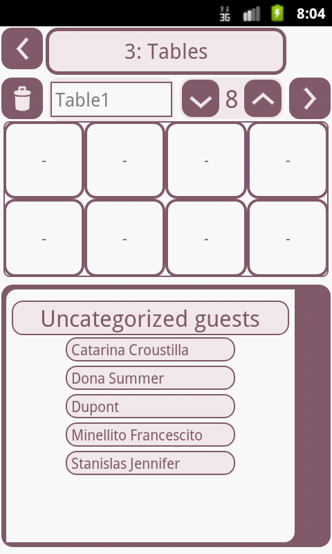 Android application Table plan for wedding screenshort