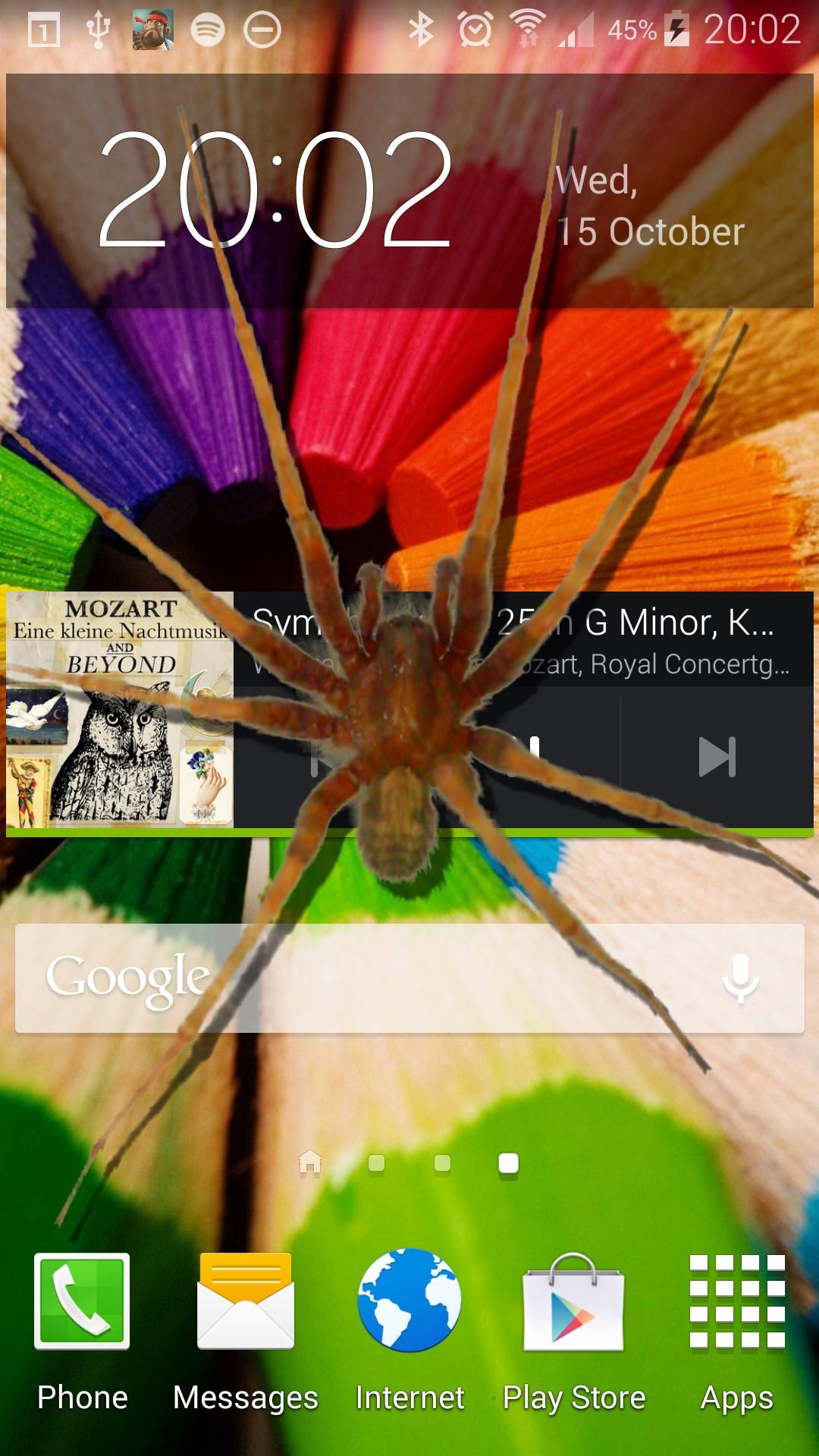 Android application Spider in phone funny joke screenshort