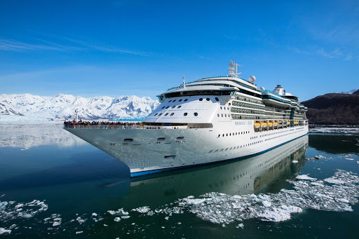 Radiance of the Seas sails through the icy, sparkling waters of  Alaska.