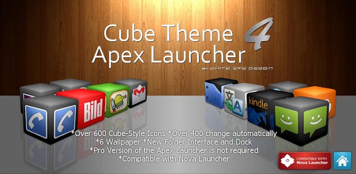 free download android full pro mediafire qvga tablet armv6 apps Cube Theme 4 Apex Launcher APK v1.4 themes games application