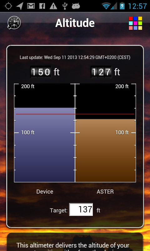 Android application Altitude Pro screenshort