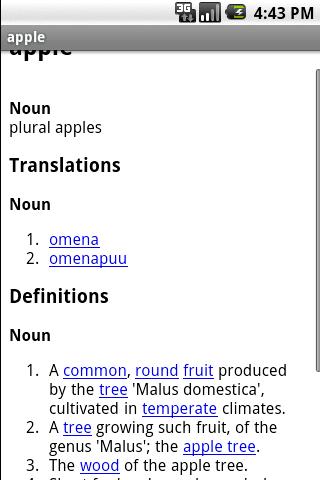 Finnish-English Dictionary Screen 3