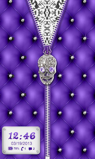 Punk Skull Theme Purple Zipper