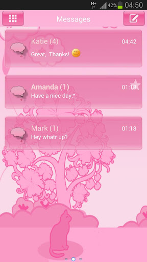 GO SMS Pro Theme Pink Cat Buy