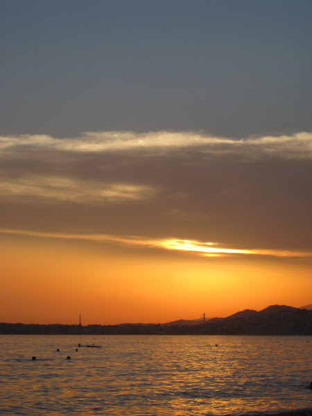 Sunset at the beach in Athens.