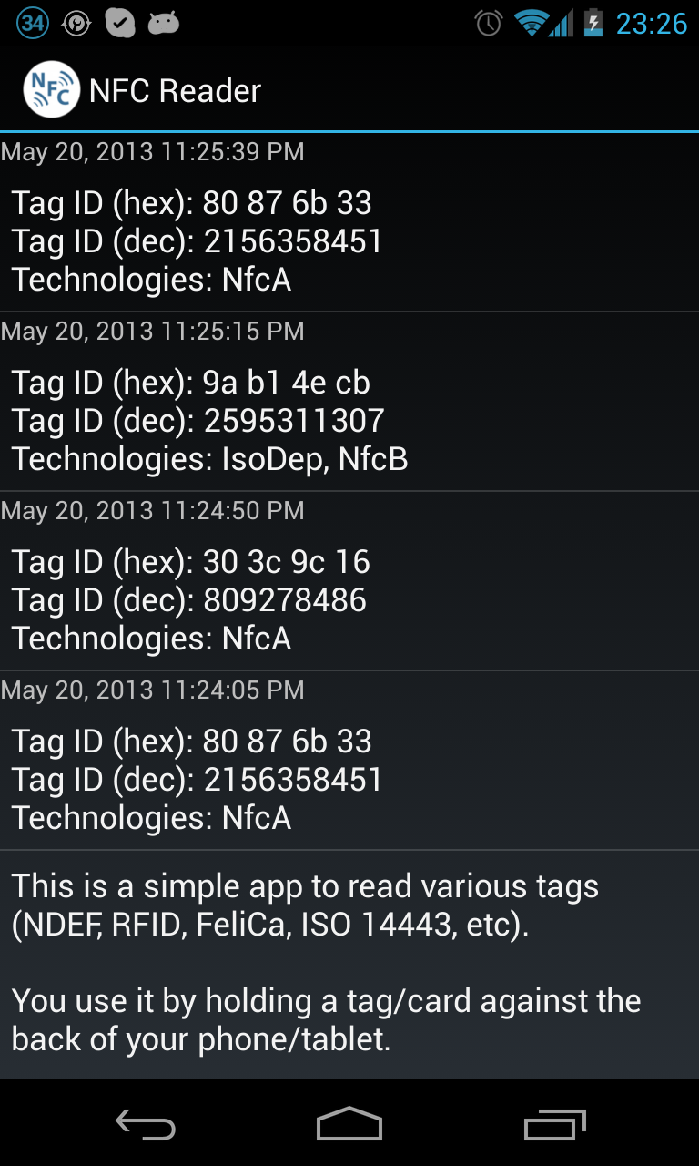 NFC Reader Screen 2