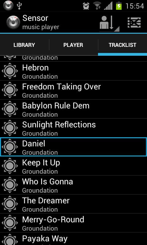 Sensor music player - screenshot