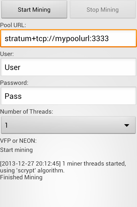 Android application Quark Miner PRO screenshort