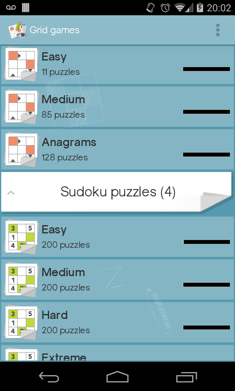 Android application Grid games (crossword & sudoku puzzles) screenshort