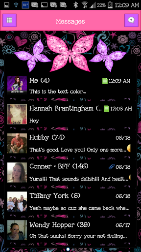 GO SMS - Cute Butterfly 10