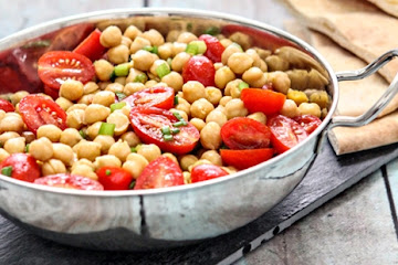 Warm Chickpea Salad with Tomatoes