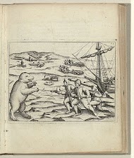 Bemanning in gevecht met ijsberen bij het vastgelopen schip, 1596