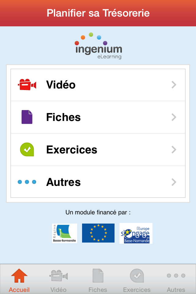 Planifier la trésorerie Screen 1
