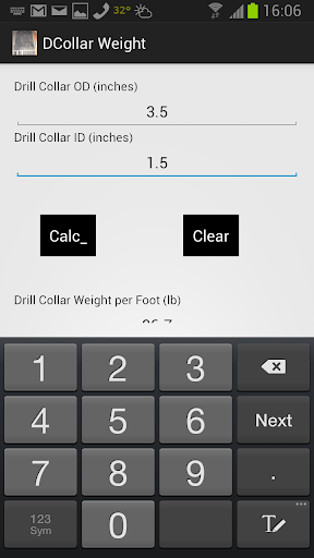 Drill Collar wt. per foot