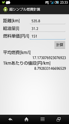 超シンプル燃費計算 Androidアプリ Applion