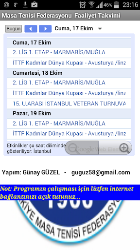 TMTF Faaliyet Takvimi