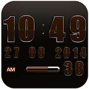 Digi Clock Widget Brown Star