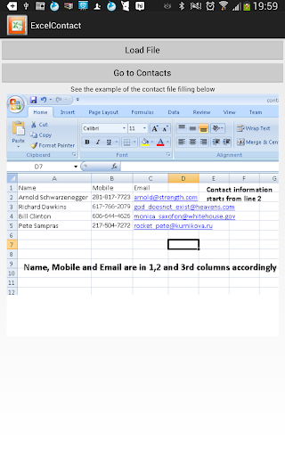 Excel Contact