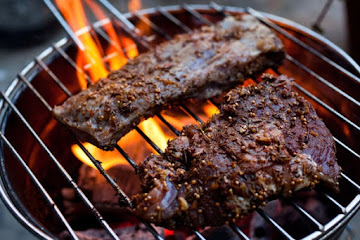Grilled Skirt Steak With Smoky Eggplant Chutney