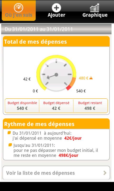 Android application Pocket Budget screenshort