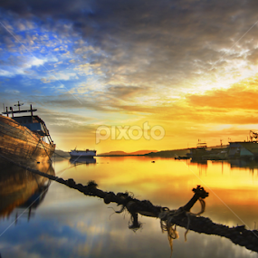 Drop Anchor Reflection  by Nandy Rery - Landscapes Sunsets & Sunrises