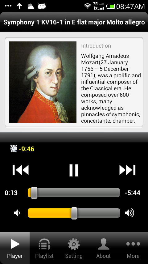 Android application Mozart Symphonies screenshort