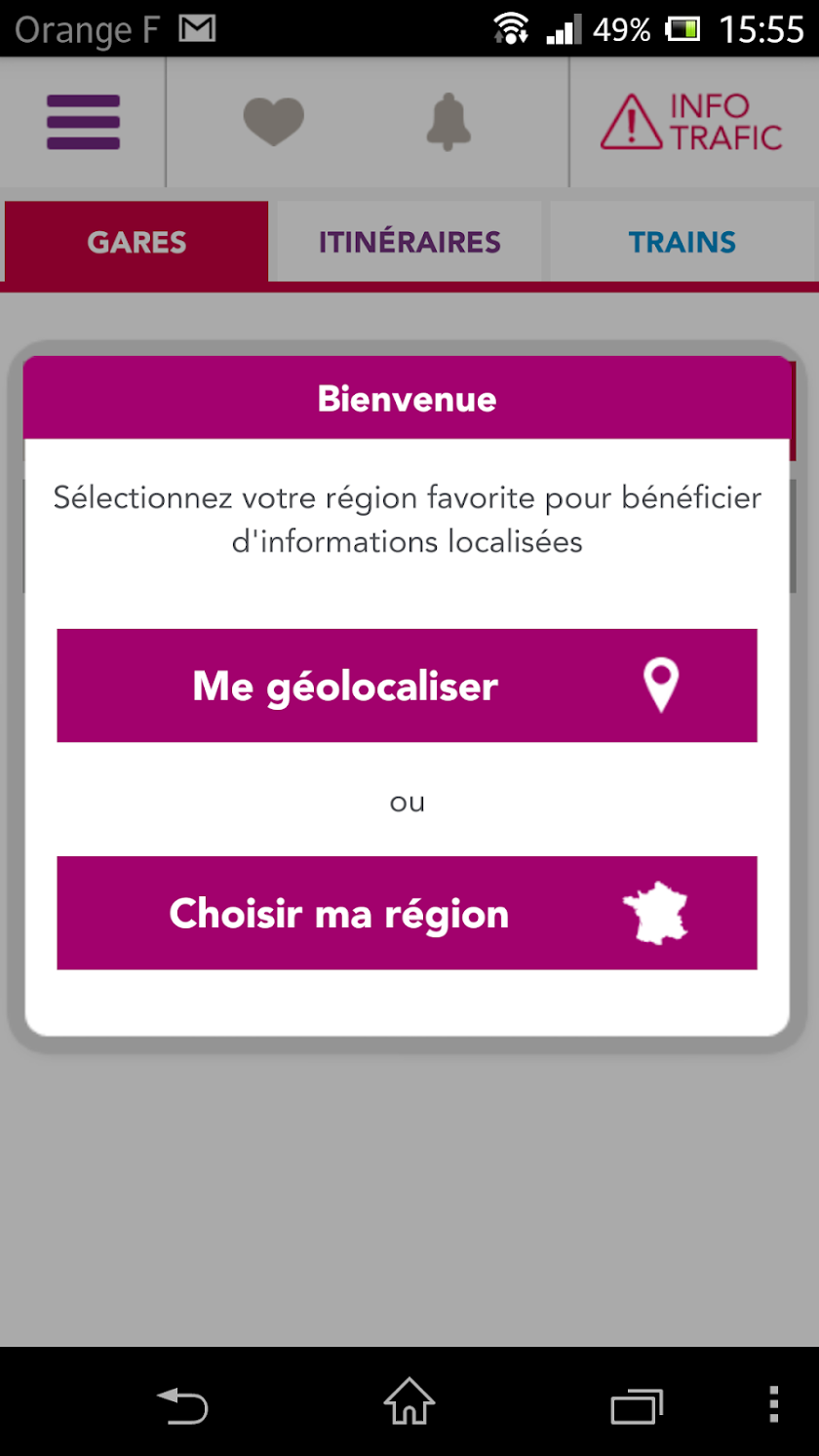 SNCF TER Mobile Screen 2