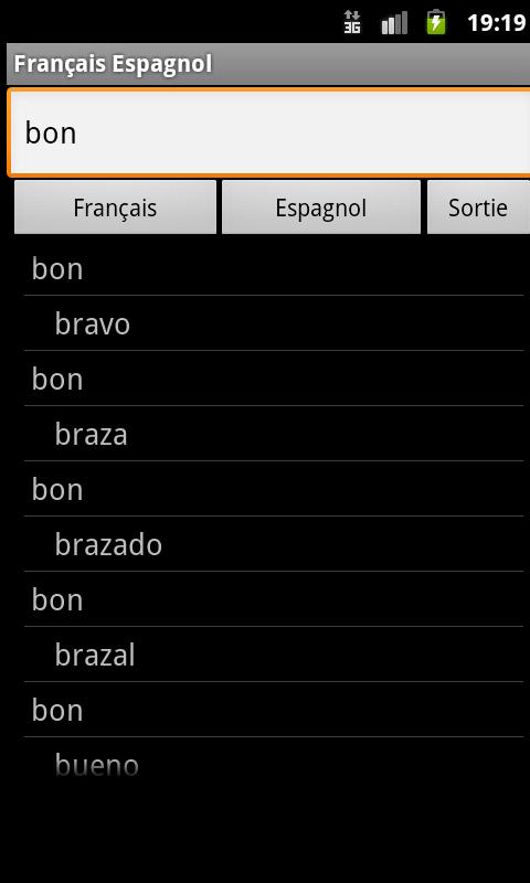 Android application French Spanish Dictionary screenshort