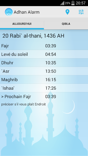 Adhan alarm with qibla