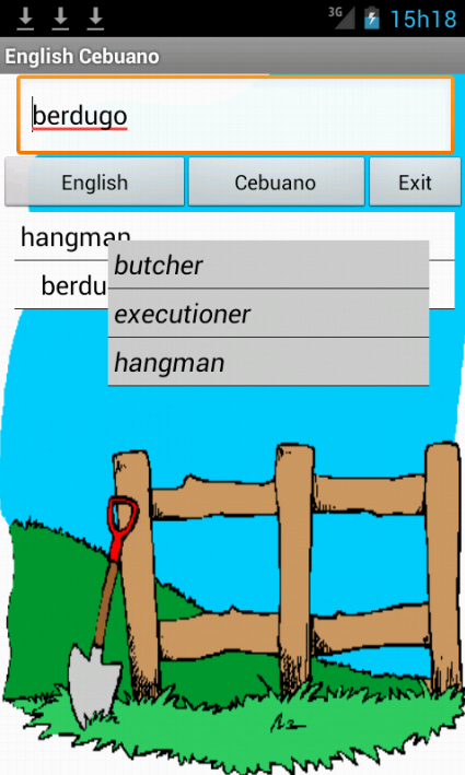 English Cebuano Hangman Screen 3